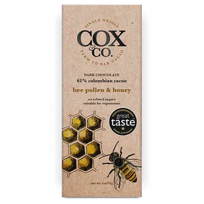 Cox&Co. - Bee Pollen & Honey Chocolate Bar, 35g - Pack of 6