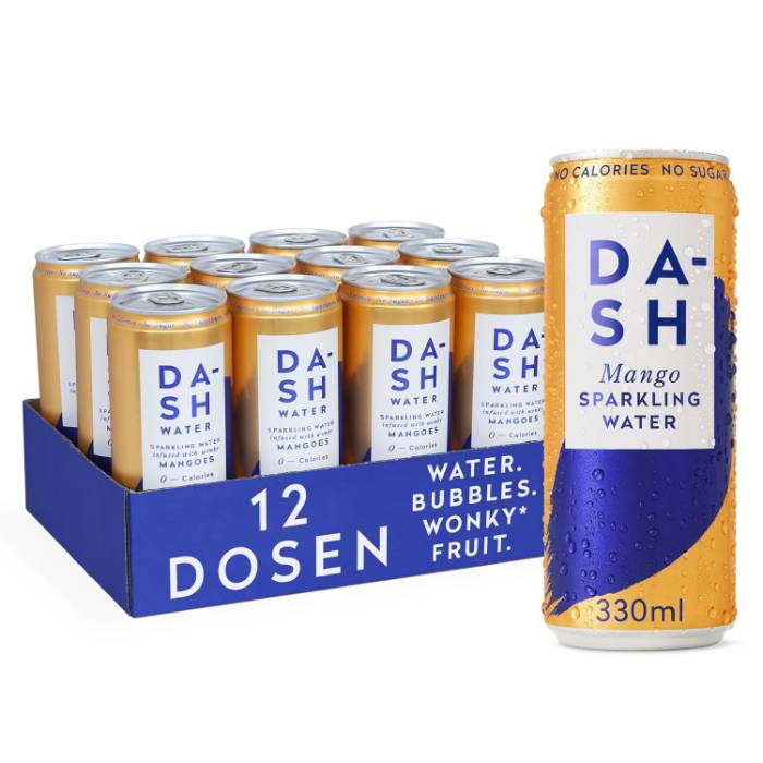 Dash Water - Sparkling Mango, 330ml-Pack of 12