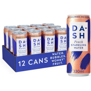 Dash Water - Sparkling Peach, 330ml | Multiple Pack Sizes