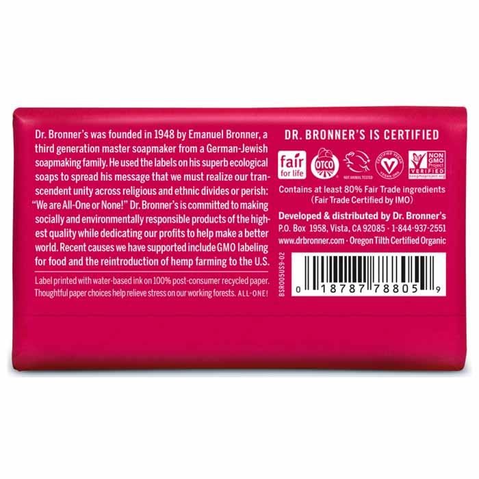 Dr Bronners - Bar Soap Rose, 140g - back