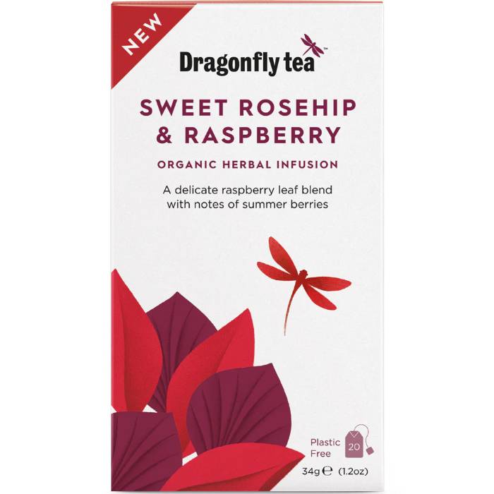 Dragonfly - Organic Sweet Rosehip and Raspberry, 20 Bags  Pack of 4