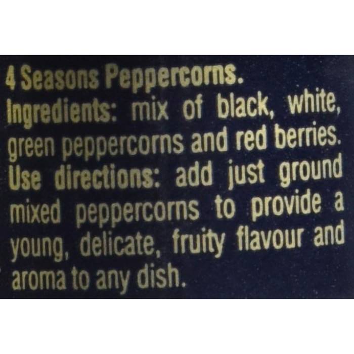 Drogheria & Alimentari - 4 Seasons Peppercorn Mill, 35g Pack of 6 - Back