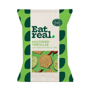 Eat Real - Multiseed Tortilla Chilli Lime Salt Chips, 160g | Pack of 10