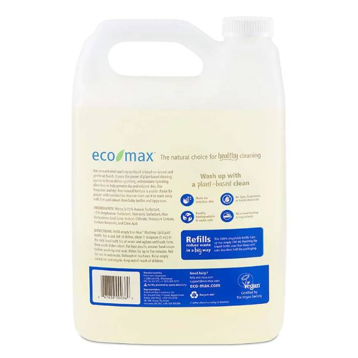 Eco-Max - Washing up Liquid Fragrance Free baby,4L - Back