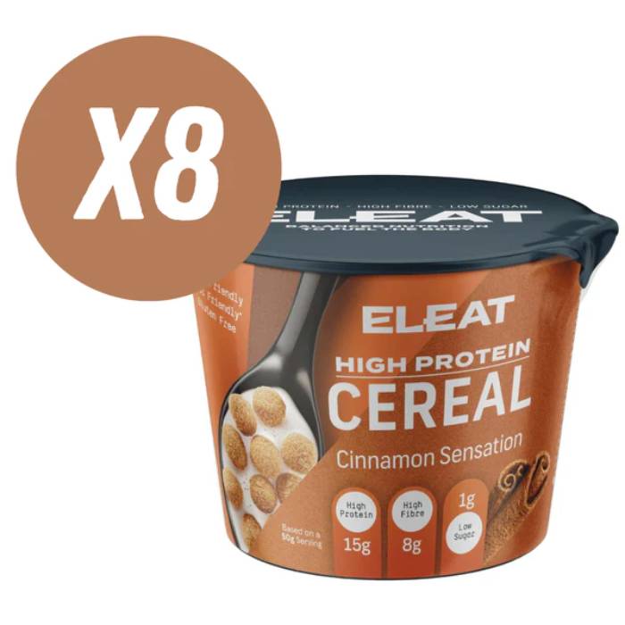 Eleat - High Protein Cinnamon Sensation Cereal, 50g Pack of 8