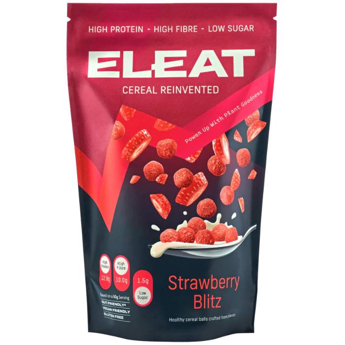 Eleat - High Protein Strawberry Blitz Cereal, 250g Pack of 5