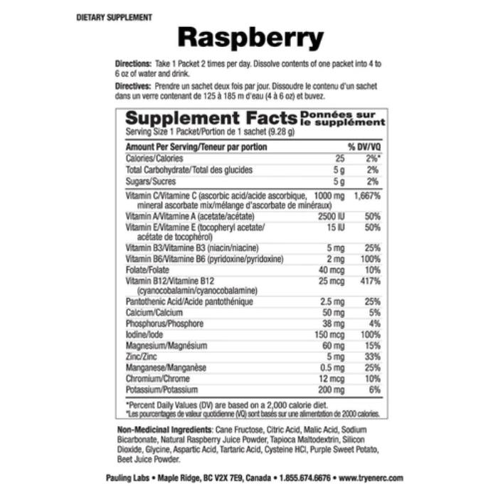 Ener-C - Multivitamin Drink Mixes Vitamin-C Raspberry, 30 Sachets - Back