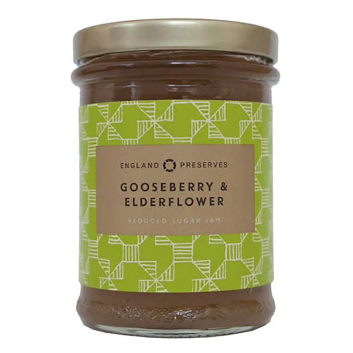 England Preserves - Gooseberry & Elderflower Jam, 225g - Pack of 6