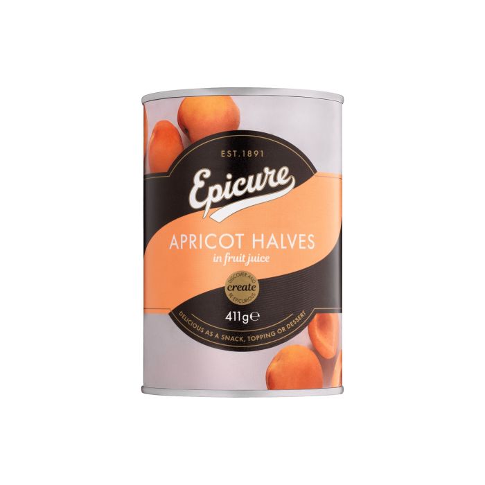 Epicure - Apricot Halves In Fruit Juice, 410g  Pack of 12