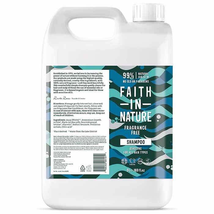 Faith In Nature - Fragrance Free Shampoo, 5L