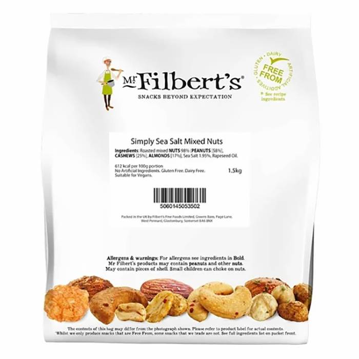 Filberts - Roasted Peanuts, Cashews and Almonds with Sea Salt, 1.5kg