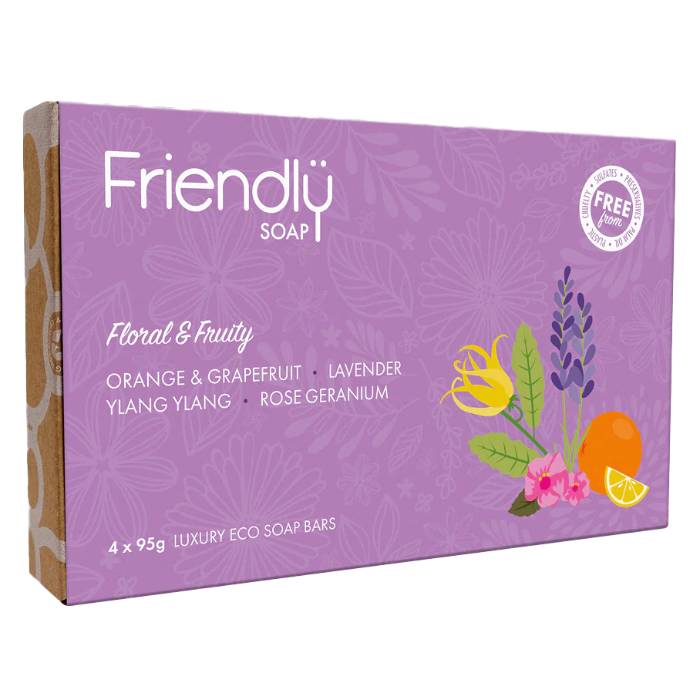 Friendly Soap - Soap Selection, 420g  Pack of 6, Floral & Fruity