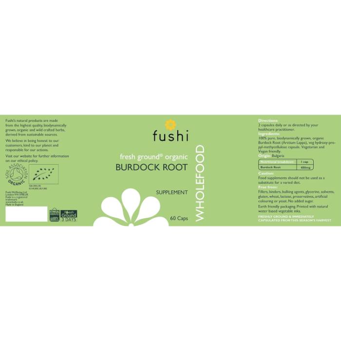 Fushi - Organic Burdock Root, 60 Capsules - Back