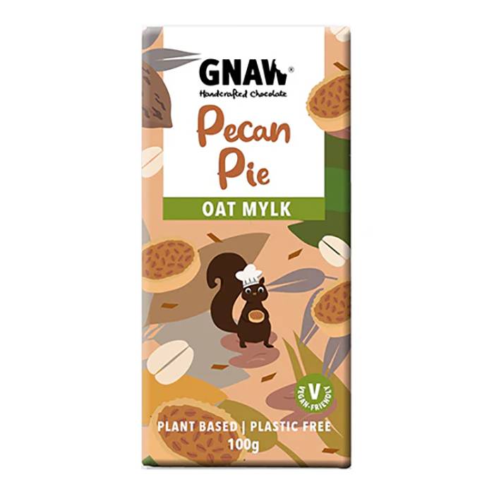 Gnaw Chocolate - Pecan Pie Vegan Oat Mi!lk Chocolate Bar, 100g - Pack of 12