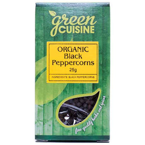 Green Cuisine - Organic Peppercorns Black, 25g | Pack of 6