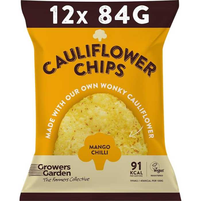 Growers Garden - Cauliflower Crisps with Mango Chilli, 84g  Pack of 12
