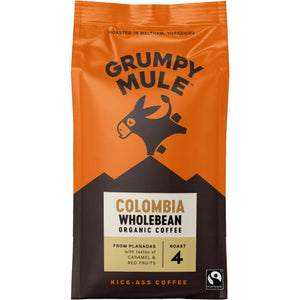 Grumpy Mule - Organic Colombia Whole Beans, 200g | Pack of 6