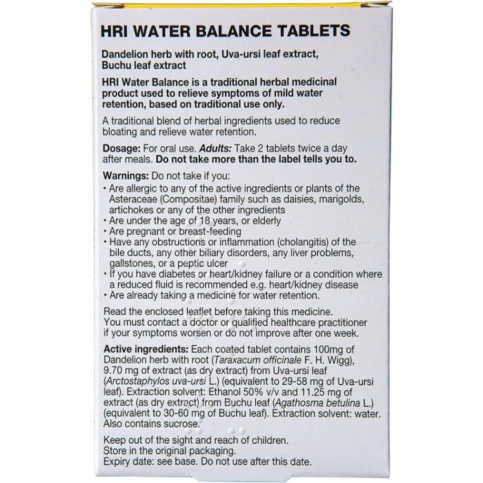 HRI - Water Balance THR HRI, 60 Tabs - back