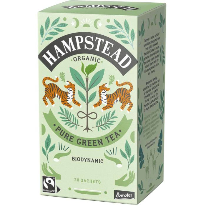 Hampstead Tea - Organic Demeter Green Tea Bags, 20 Bags  Pack of 4