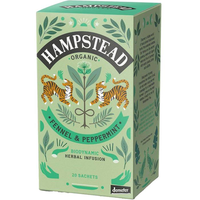 Hampstead Tea - Organic Fennel & Peppermint Tea Bags, 20 Bags  Pack of 4