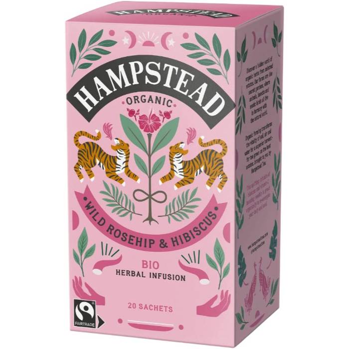 Hampstead Tea - Organic Wild Rosehip & Hibiscus, 20 Bags  Pack of 4