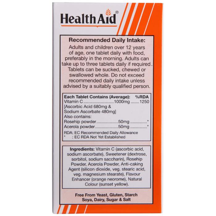 HealthAid - Vitamin C - Prolonged Release - Back