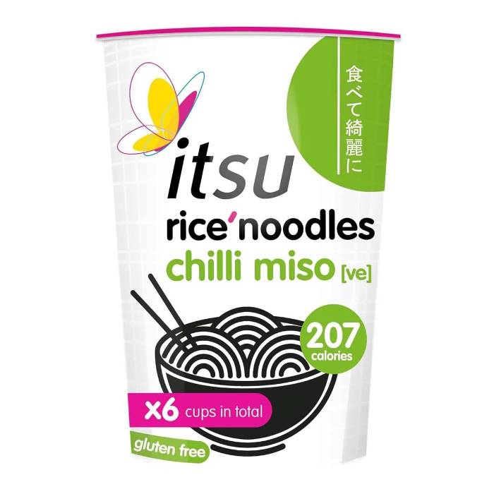 Itsu - Chilli Miso Noodle Cup, 63g  Pack of 6