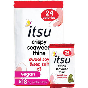 Itsu - Seaweed Thins Sweet Soy & Sea Salt Multipack, 5g | Pack of 8