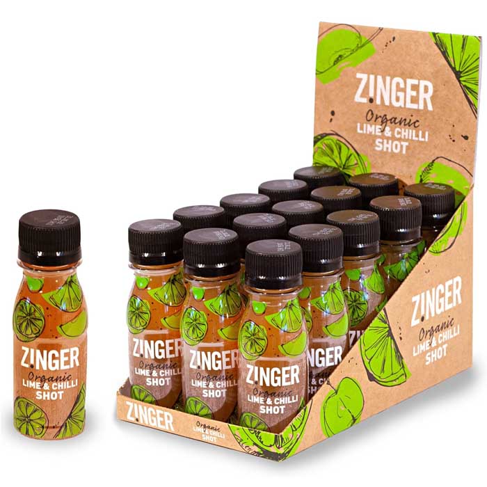 James White - Organic Zinger Lime Chilli Shot, 70ml  Pack of 15