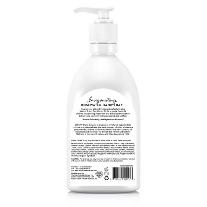 Jason Natural - Rosewater Hand Soap, 473ml - back