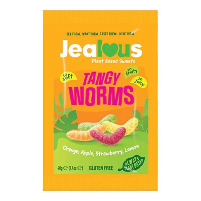 Jealous Sweets - Jealous Tangy Worms 40g Impulse Bags - Pack of 10