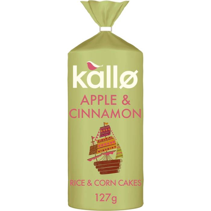 Kallo - Wholegrain Rice & Corn Cakes Apple & Cinnamon, 127g