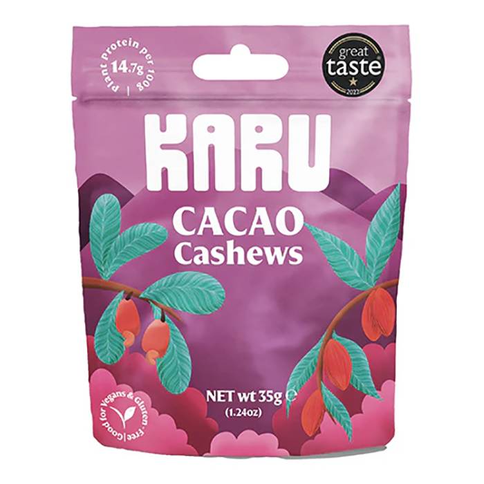 Karu - Cashew Nuts coated in Cacao Salted Caramel, 35g - Pack of 10