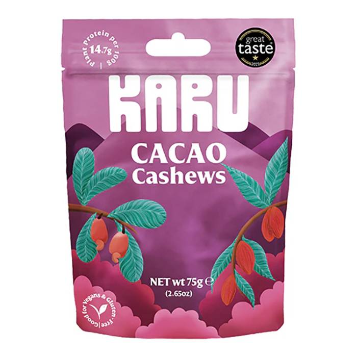 Karu - Cashew Nuts coated in Cacao Salted Caramel, 75g - Pack of 10