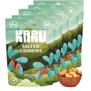 Karu - Cashew Nuts Roasted with Salt - Pack of 10 | Multiple Sizes