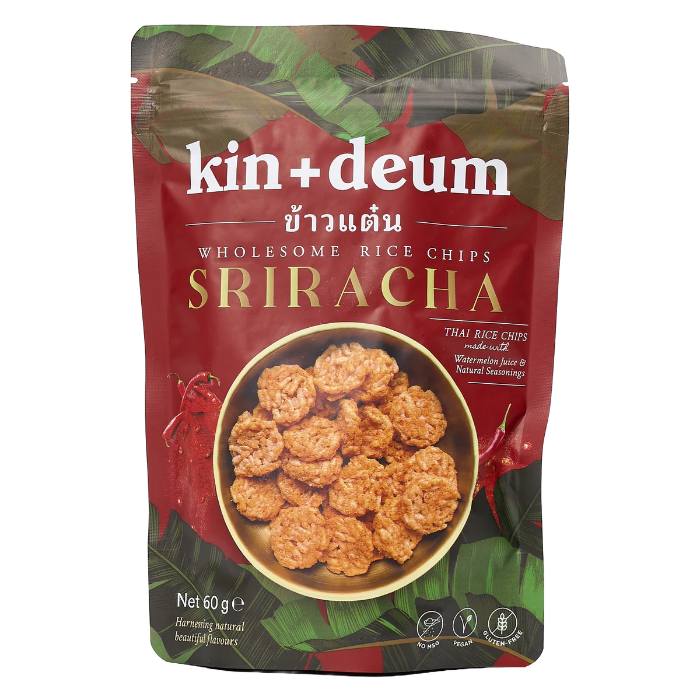 Kin + Deum - Sriracha Rice Chips, 60g  Pack of 12