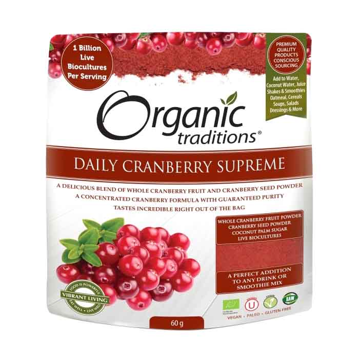 Kinetic - Organic Traditions Organic Daily Cranberry Supreme, 60g  Pack of 6