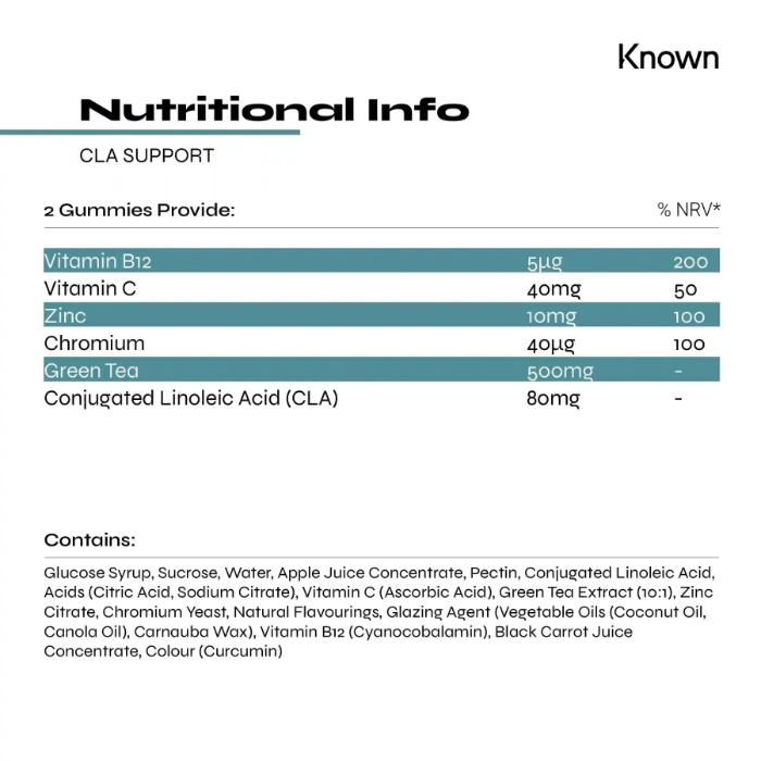 Known Nutrition - CLA Support Gummies, 60 Gummies - Back