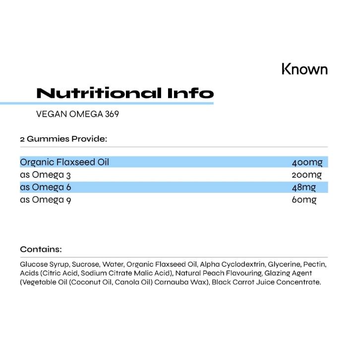 Known Nutrition - Vegan Omega Gummies, 60 Gummies - Back