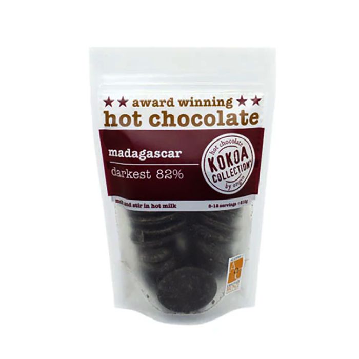 Kokoa Collection - Organic Darkest Hot Chocolate, Madagascar 82%, 200g - Pack of 6