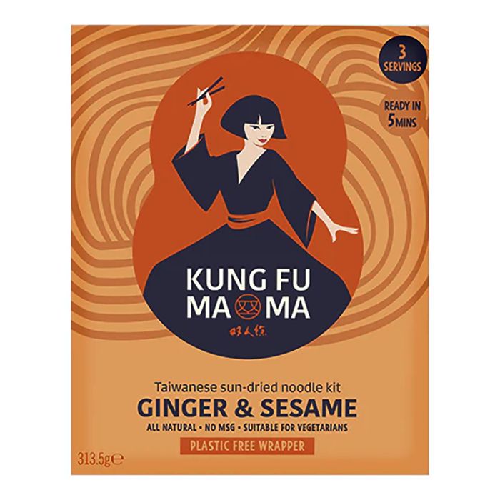 Kung Fu Mama - Ginger & Sesame Taiwanese Sun Dried Noodle Kits, 352g - Pack of 6