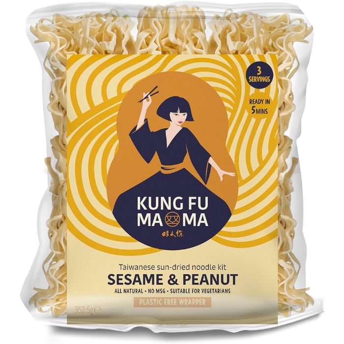 Kung Fu Mama - Sesame & Peanut Taiwanese Sun Dried Noodle Kits, 352g - Pack of 6