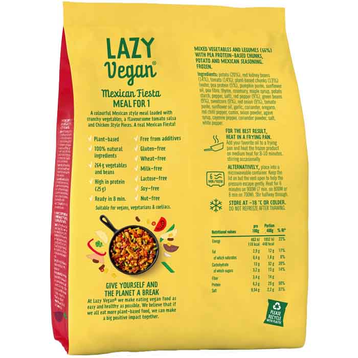 Lazy Vegan - Ready Meal Mexican,400g - Back
