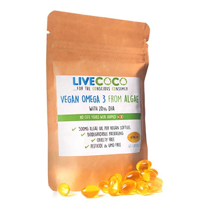 LiveCoco - Vegan Omega 3 Softgels 60 Count 0.05 - Pack of 6