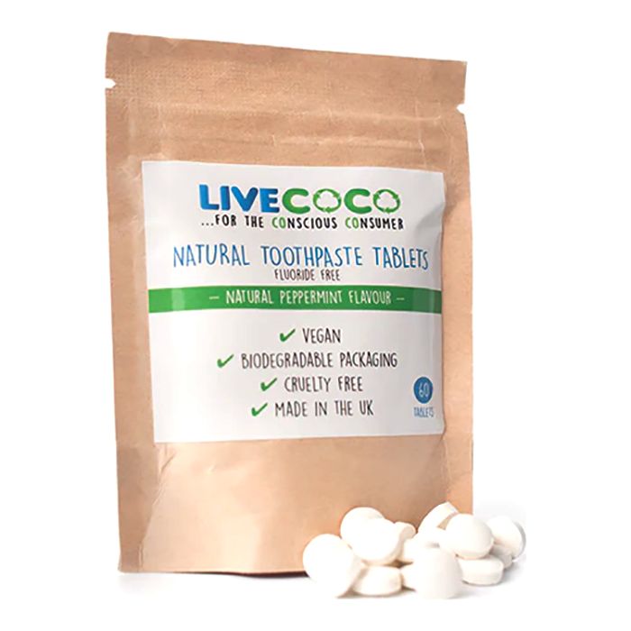 LiveCoco - Zero Waste Toothpaste Tablets, 60 Tabs Fluoride Free, 3g - Pack of 6