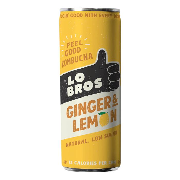 Lo Bros - Organic Ginger & Lemon Kombucha, 250ml