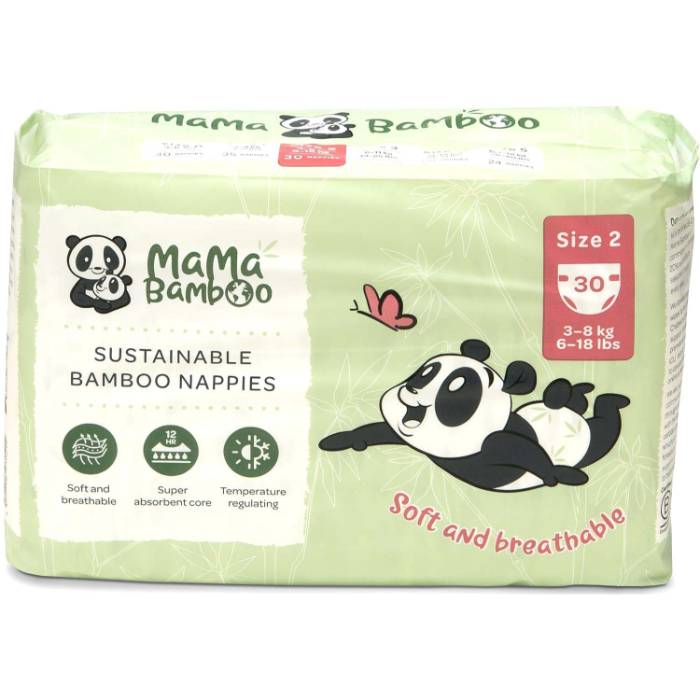 Mama Bamboo - Eco Nappies Size 2 (Small x 30 Nappies)