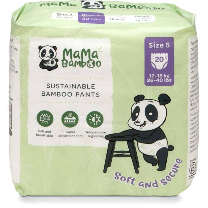 Mama Bamboo - Eco Nappy Pants Size 5+ (Large Plus x 20 Nappies)