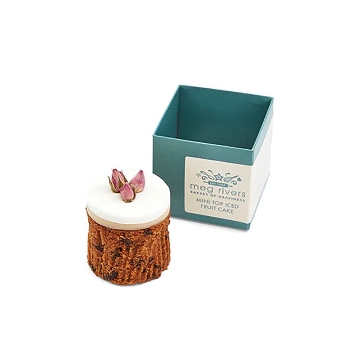 Meg Rivers Bakers of Happiness - Three Rose Buds Top Iced Rich English Fruit Greeting Cake Indented Design, 140g  Pack of 9