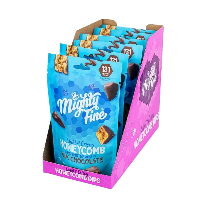 Mighty Fine - Milk Honeycomb Dips Chocolate, 90g  Pack of 12